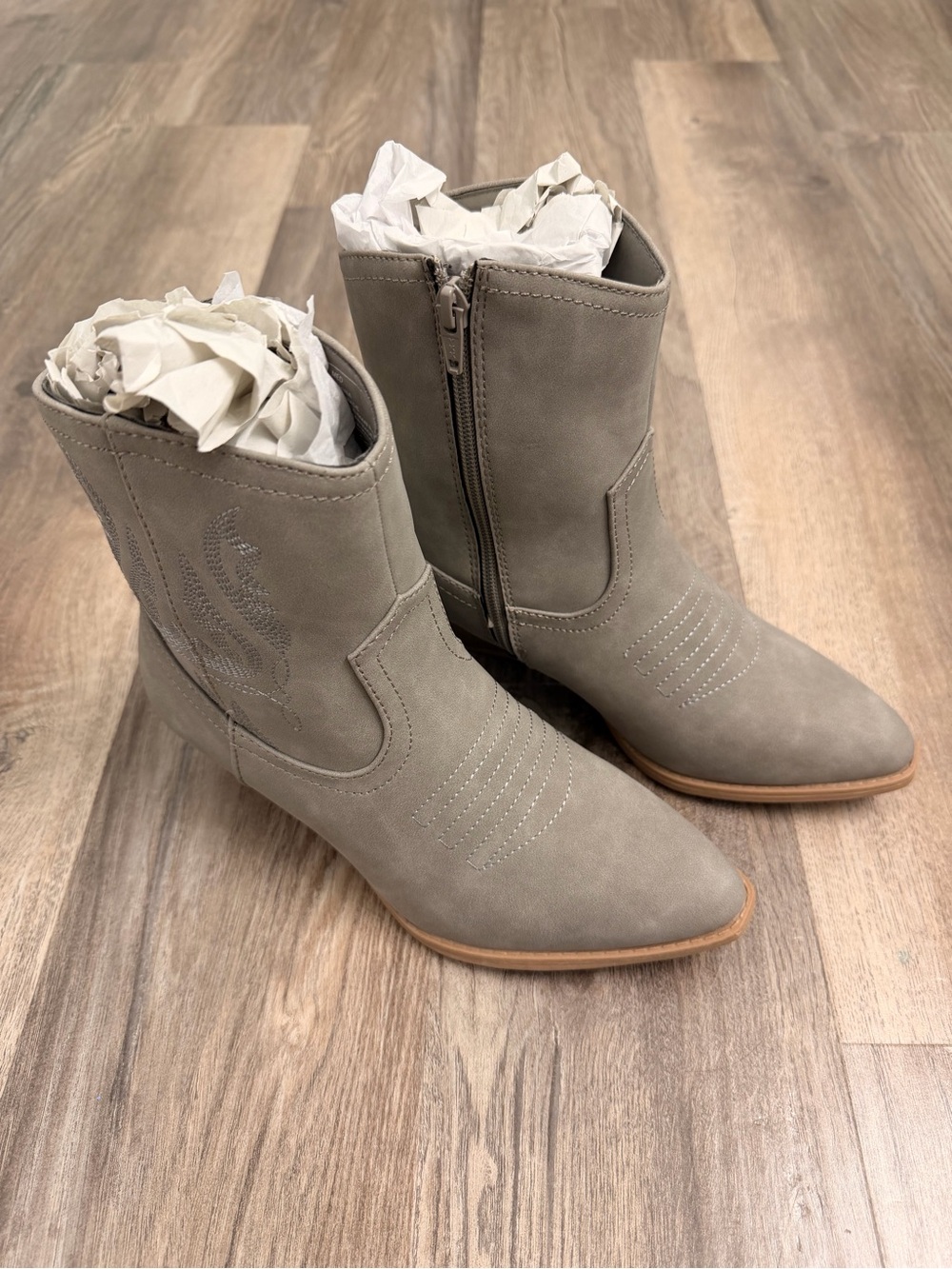 NWOT - Sonoma Gray Suede-Like Western Ankle Boots